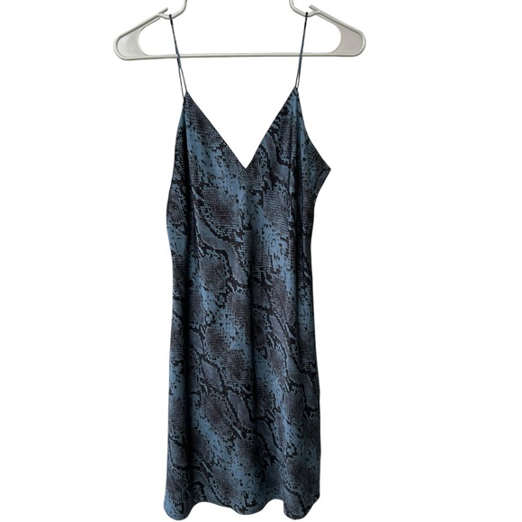 Cami NYC Dresses & Skirts - NWT Cami NYC Silk Snake-Print Slip Dress in Slate Blue and Black - Size Medium